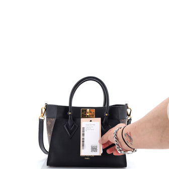 Louis Vuitton On My Side Tote Leather with Monogram Canvas PM