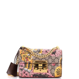 Gucci Padlock Shoulder Bag Bengal Print GG Coated Canvas Small