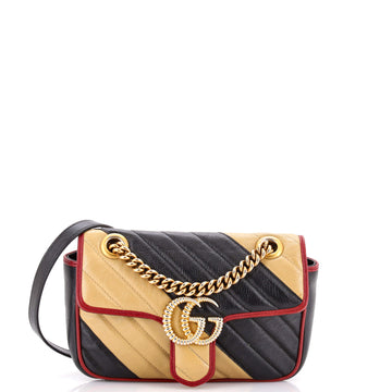 Gucci GG Marmont Flap Bag Diagonal Quilted Leather Mini