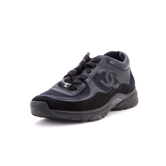 Chanel Women's CC Low-Top Sneakers Leather and Fabric with Suede