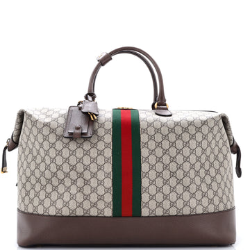 Gucci Ophidia Web Travel Bag GG Coated Canvas and Leather