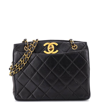 Chanel Vintage CC Lock Pocket Chain Tote Quilted Lambskin Medium