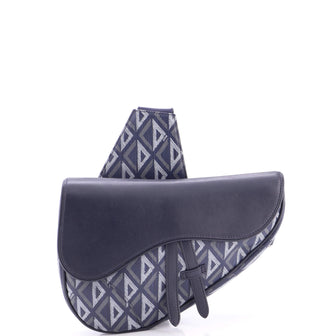 Christian Dior Saddle Crossbody Bag CD Diamond Coated Canvas and Leather