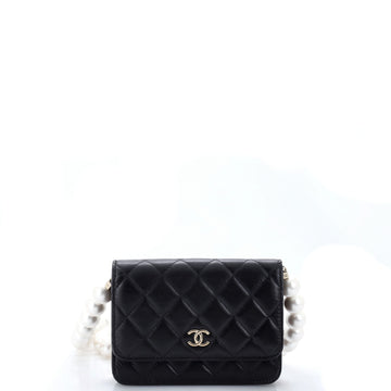 Chanel Pearl Strap CC Wallet on Chain Quilted Calfskin