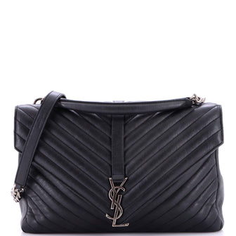 Saint Laurent Classic Monogram College Bag Matelasse Chevron Leather Large