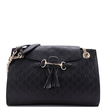 Gucci Emily Chain Flap Shoulder Bag Guccissima Leather Large