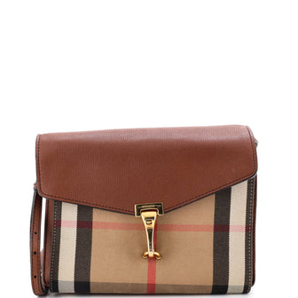 Burberry Macken Crossbody Bag Leather and House Check Canvas Small