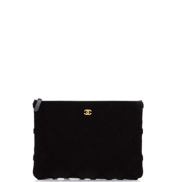 Chanel O Case Clutch 3D Quilted Velvet Medium