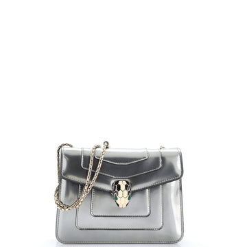 Bvlgari Serpenti Forever Square Shoulder Bag Metallic Leather Small