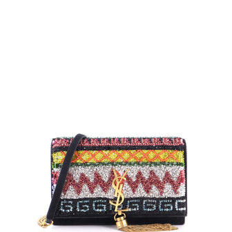 Saint Laurent Classic Monogram Tassel Crossbody Bag Sequin Embellished Suede