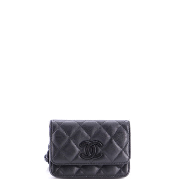 Chanel My Everything Flap Card Holder Belt Bag Quilted Caviar