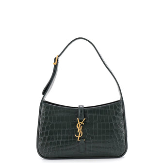 Saint Laurent Le 5 a 7 Hobo Crocodile Embossed Leather Small