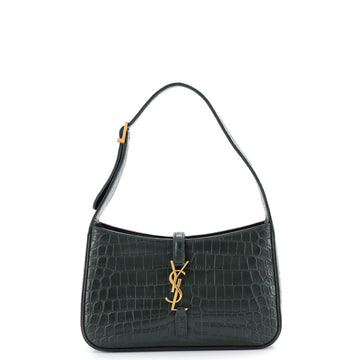 Saint Laurent Le 5 a 7 Hobo Crocodile Embossed Leather Small
