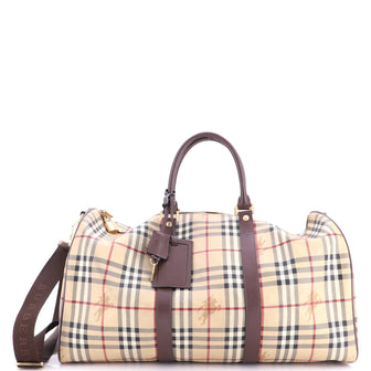 Burberry Convertible Weekend Duffle Bag Haymarket Coated Canvas Large