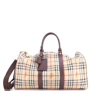 Burberry Convertible Weekend Duffle Bag Haymarket Coated Canvas Large