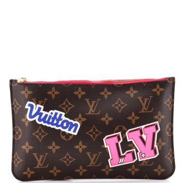 Louis Vuitton Neverfull Pochette Limited Edition Patches Monogram Canvas Large