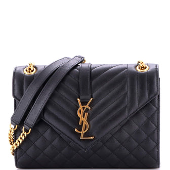 Saint Laurent Classic Monogram Envelope Satchel Mixed Matelasse Leather Medium