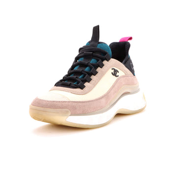 Chanel Women's CC Cap Toe Logo Sneakers Suede and Mixed Fibers