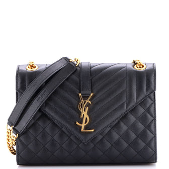 Saint Laurent Classic Monogram Envelope Satchel Mixed Matelasse Leather Medium