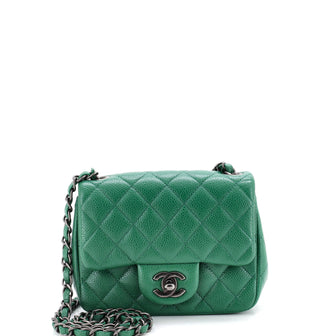 Chanel Square Classic Single Flap Bag Quilted Caviar Mini
