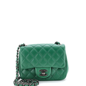 Chanel Square Classic Single Flap Bag Quilted Caviar Mini