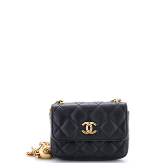Chanel Sweet Heart Card Holder with Chain Quilted Caviar