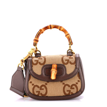 Gucci Bamboo 1947 Top Handle Bag Jumbo GG Canvas Mini