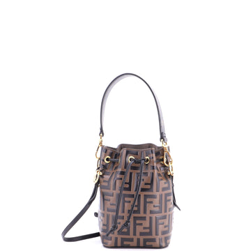 Fendi Mon Tresor Bucket Bag Zucca Embossed Leather Mini