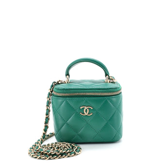 Chanel Classic Top Handle Vanity Case with Chain Quilted Lambskin Mini