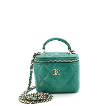 Chanel Classic Top Handle Vanity Case with Chain Quilted Lambskin Mini