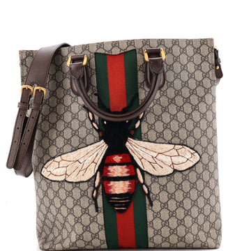 Gucci Animalier Bee Web Vertical Tote GG Coated Canvas Medium