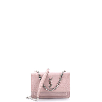 Saint Laurent Sunset Chain Wallet Crocodile Embossed Leather