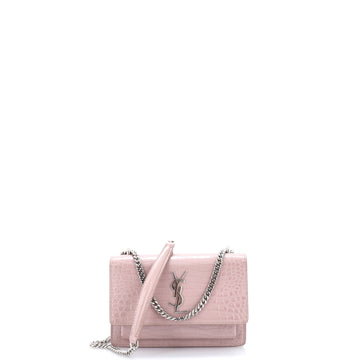 Saint Laurent Sunset Chain Wallet Crocodile Embossed Leather