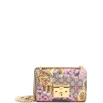 Gucci Padlock Shoulder Bag Bengal Print GG Coated Canvas Small