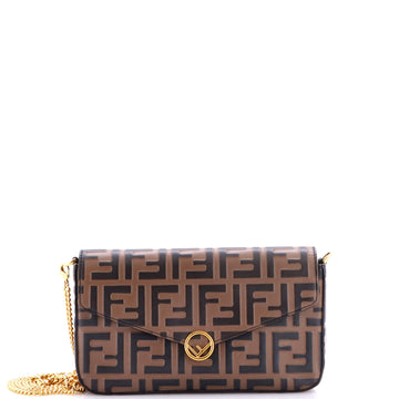 Fendi F is Fendi Envelope Clutch on Chain Zucca Embossed Leather