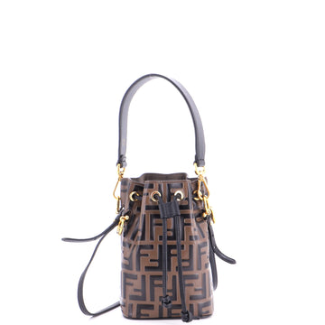 Fendi Mon Tresor Bucket Bag Zucca Embossed Leather Mini