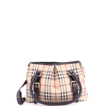 Burberry Northfield Convertible Tote Haymarket Coated Canvas Small