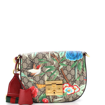 Gucci Padlock Saddle Shoulder Bag Tian Print GG Coated Canvas Medium