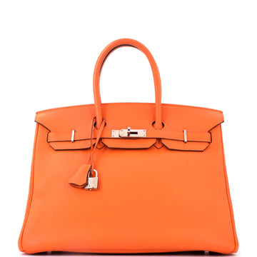 Hermes Birkin Handbag Orange Togo with Palladium Hardware 35