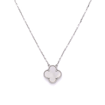 Van Cleef & Arpels Vintage Alhambra Pendant Necklace 18K White Gold and Mother of Pearl