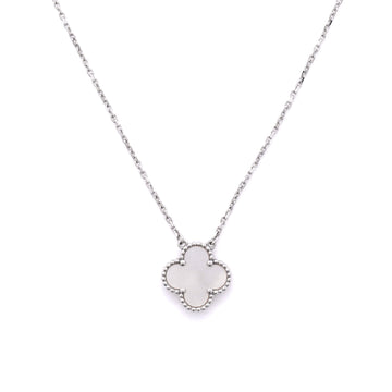 Van Cleef & Arpels Vintage Alhambra Pendant Necklace 18K White Gold and Mother of Pearl