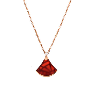 Bvlgari Divas' Dream Pendant Necklace 18K Rose Gold with Carnelian and Diamond Small
