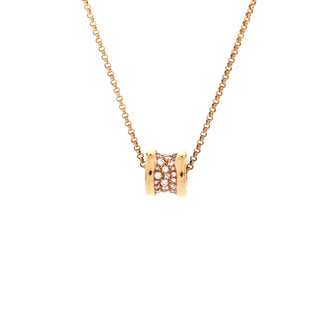 Bvlgari B.Zero1 Pendant Necklace 18K Rose Gold with Pave Diamonds Mini