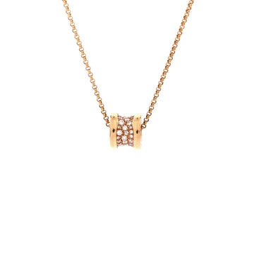 Bvlgari B.Zero1 Pendant Necklace 18K Rose Gold with Pave Diamonds Mini