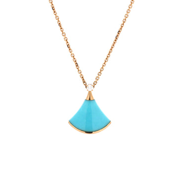 Bvlgari Divas' Dream Pendant Necklace 18K Rose Gold with Turquoise and Diamond Small