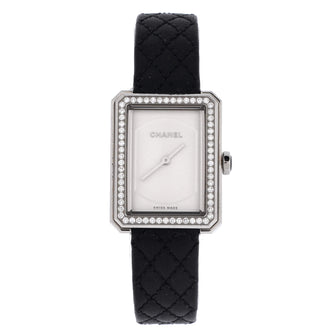 Chanel Boy·Friend Quartz Watch Stainless Steel and Quilted Leather with Diamond Bezel 22