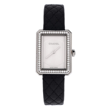 Chanel Boy·Friend Quartz Watch Stainless Steel and Quilted Leather with Diamond Bezel 22