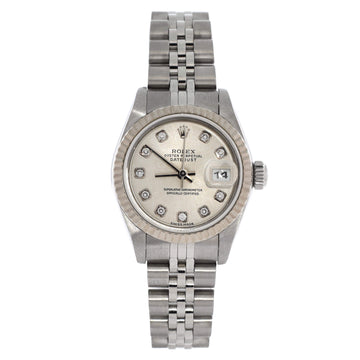 Rolex Oyster Perpetual Datejust Automatic Watch Stainless Steel and White Gold with Diamond Markers 26