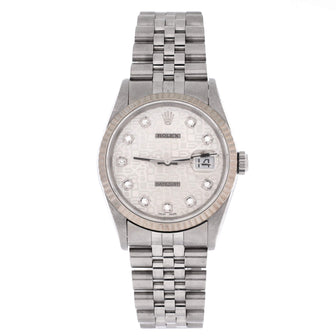 Rolex Oyster Perpetual Datejust Automatic Watch Stainless Steel and White Gold with Diamond Markers 36