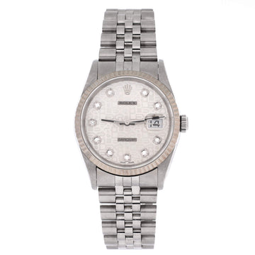 Rolex Oyster Perpetual Datejust Automatic Watch Stainless Steel and White Gold with Diamond Markers 36